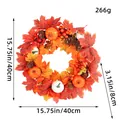 Herbstlicher Thanksgiving-Kranz mit weißen Kürbissen und Ahornblättern, 40 cm Durchmesser - Drei Weiße Kürbisse Kranz (J2-18)