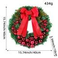 Künstlicher Weihnachtskranz mit roter Schleife und Beeren, Größe 40x10 cm, 434g - Weinroter Weihnachtskugelkranz