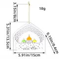 Wooden mosque castle hanging ornament for festive decoration with size dimensions shown - White Castle Style (U2-19) / 15x13.5x0.4cm / White