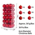 Set of 36 decorative red Christmas balls with assorted shiny and matte textures - 36 Pieces / Bright Red (R2-32)