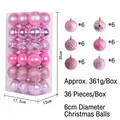 Set of 36 pink Christmas balls 6cm diameter in various finishes like matte and glossy - 36 Pieces / Pink (R2-33)