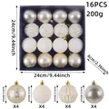 16-piece gold and white Christmas ball ornaments set with diverse festive textures - 16 Pieces Pack / Gold