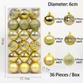 36-piece gold Christmas ornaments set with mixed textures including shiny and matte finishes - 36 Pieces / Gold (R2-34)