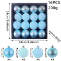 16-piece light blue Christmas ball ornaments set featuring 4 unique textures and designs - 16 Pieces Pack / Blue