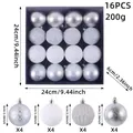 16pcs silver and white Christmas ball set with snowflake patterns, 6cm diameter ornament. - 16 Pieces Pack / Silver