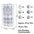 Set of 36 silver Christmas ornaments 6cm diameter for tree decoration - 36 Pieces/Pack / Silver White (R2-36)