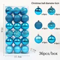 Set of 36 blue Christmas tree ornaments with mixed matte, glitter, and glossy finishes - 36 Pieces/Pack / Lake Blue (R2-37)