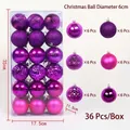 36pcs purple pink Christmas ornament ball set 6cm diameter with shiny and matte finishes - 36 Pieces/Pack / Purple Rose (R2-39)