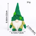 Gnomo de peluche del Día de San Patricio con sombrero de trébol y dimensiones - Modelo Masculino de Sombrero Puntiagudo de Trébol (C1-17)