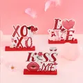 Lot de 3 plaques de table en bois pour la Saint-Valentin avec LOVE, XOXO et KISS ME - Ensemble de 3 Pièces (V2-8) / Ensemble de 3 / Ensemble Multicolore