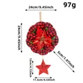 Rot-schwarz karierter Weihnachtskranz mit Poinsettie und rotem Glitzerstern-Anhänger - Fünfzackiger Stern