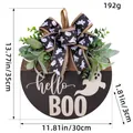 Ronde Halloween houten deurbord met witte geest 'Hello Boo' en jute lint strik - Spooklint Stijl (BB2-10) / Rond 30cm