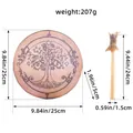 Siberian shaman drum with tree of life design including product dimensions and mallet - Tree of Life Style (E3-63)