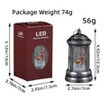 Portable silver Christmas LED storm lantern with reindeer scene and box dimensions - Silver Reindeer Style (Y2-16)