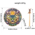 Siberian shaman drum with mystical deer pattern and matching drumstick detailed dimensions - Green Deer Head Style (E3-59)