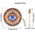 Handmade Siberian Shamanic Drum with Mystical Eye Mandala Design and Furry Drumstick - Sun Eye Style (E3-64)