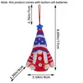 Handmade Independence Day gnome plush ornament with glowing LED star and knit hat - Patterned Hat Female Style (C3-24)
