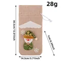 Festive Christmas linen wine bottle cover with a 3D snowman doll and drawstring closure - Linen Snowman