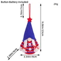 Patriotic USA Independence Day knitted gnome plush ornament with dimension details - Blue Hat Female Style (C3-26)