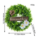 Artificial boxwood wreath with home sweet home sign, 45cm decorative door hanger wreath - White Flower Decoration (H2-26) / L