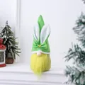 Adorable green Easter faceless gnome doll featuring white bunny ears and a yellow beard - Light Green With Yellow Beard