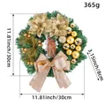 Gold 30cm Christmas wreath with festive ornaments and size markings, weighing 365g - J1-22 Wreath (30cm)