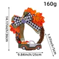 Rustic fall harvest door wreath with pumpkin truck and buffalo plaid bow decoration - Orange Truck Style (K2-26) / Orange