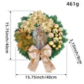 40cm Christmas wreath with Nativity scene, gold ornaments and large bow decoration - J1-23 Wreath (40cm)