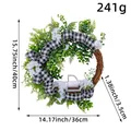 Artificial greenery wreath with black checkered bow and vintage white truck decor - White Truck Style (K2-27) / White