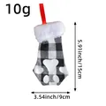 Black and white checkered Christmas cat paw cutlery holder decoration bag, 15x9cm - Cat Paw Style (M2-38) / Black and White