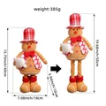 Telescopic Christmas gingerbread man plush doll with height dimensions and weight info - Top Hat Style / Brown