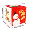 Elegante scatola regalo di Natale in carta con pupazzo di neve, grande cubo da 25 cm. - Stile A (BB3-12) / Rosso (Motivo Pupazzo di Neve)