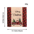 Christmas burlap chair cover featuring red buffalo plaid and festive truck design, 45x45cm - Christmas Truck Print (O1-34) / 45x45cm / Red and Black Plaid