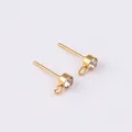 Pendientes de acero inoxidable dorado con pedrería y anilla para creación de joyas - 4mm (1 Par) / Dorado