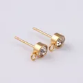 Pendientes de acero dorado con cristal y anilla para creación de joyería artesanal DIY - 5mm (1 Par) / Dorado