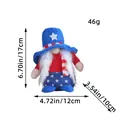 Patriotic Independence Day gnome plush doll with American flag pattern and size info - American Gnome Blue Hat (C1-3)