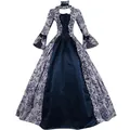 Vintage navy blue and silver medieval Renaissance court gown with elegant trumpet sleeves - S / Dresses / Navy Blue