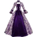 Vintage medieval renaissance court dress with bell sleeves in purple variant style - S / Dresses / Purple