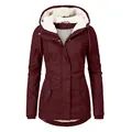 Premium burgundy women's winter hooded parka jacket featuring warm white fleece lining - S / Tops / Burgundy