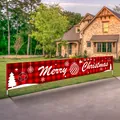 Red buffalo plaid Merry Christmas yard banner for outdoor holiday festive garden decoration - Christmas Style