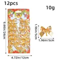 5cm goldene Weihnachts Schleifen 12 Stk fur Christbaum Kranz DIY Festlich Party Deko - Glänzende Stoffschleife (2409WC-12HDJ) / 12er Set / Gold