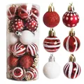 24-piece set of 3cm red and white Christmas ball ornaments with mixed textures and patterns - Set of 24 / Red White