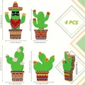 Set de 4 adornos de escritorio de cactus con tamaños en pulgadas y cm, 1,6 cm de grosor - Juego de 4 Piezas (Adorno de Cactus Creativo) / Juego de 4 Piezas
