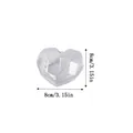 Detailed macro view of transparent faceted heart ornament with 8cm measurement labels - Diamond Heart Style / 8cm