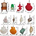 Selection of miniature figurines and sea shells with specific size measurements - Frog Shell Pendant Set