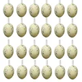 Detail view of 24pcs 4cm speckled cream Easter egg hanging decorations with ribbons - 24 Pieces Set (4cm) / Speckled Beige