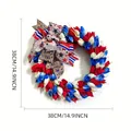 Patriotic July 4th tulip wreath detail showing 38cm diameter dimensions on white background - Red White Blue Tulip