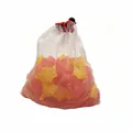 Reusable star-shaped plastic ice cubes inside a white mesh drawstring storage bag - Pack of 200 (30x25cm) / Colorful