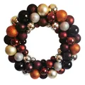 Élégante couronne de Noël composée de 44 boules décoratives en noir, doré et rouge - Ensemble de 44 pièces / Marron