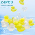 Lot de 24 glaçons réutilisables en forme de canard en plastique remplis d'eau purifiée - Forme de Canard 24 Pièces